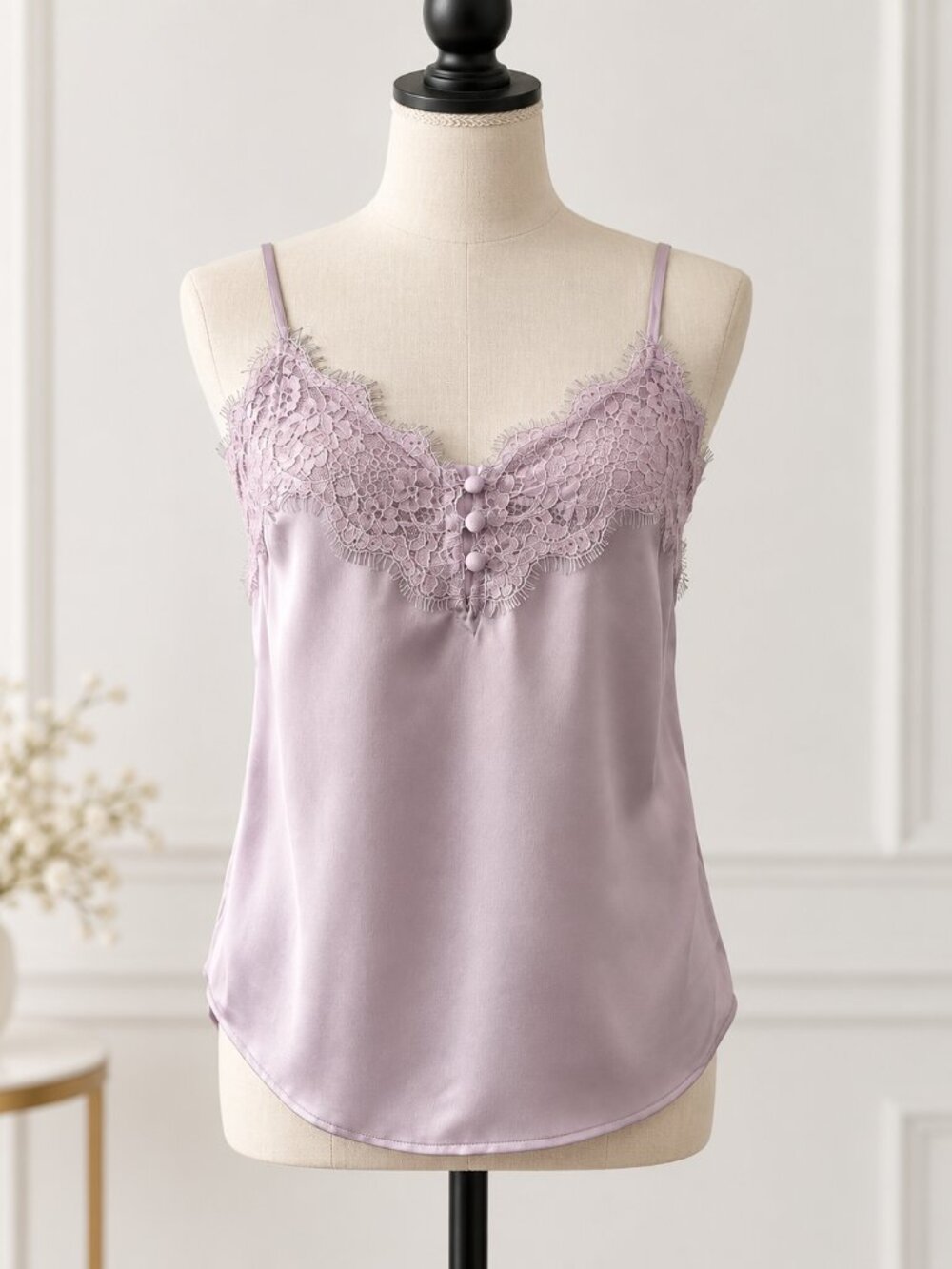 Abercrombie & Fitch Lace Satin Cami Top XS Lavender Y2K Romantic Coquette